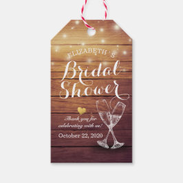 Etiqueta Para Presente Chá de panela Vidros de Champanhe Luzes de Cordas