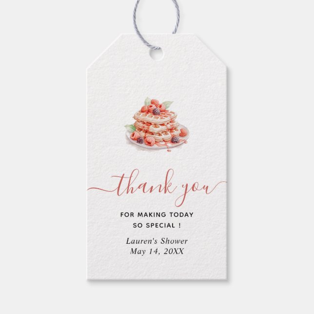 Etiqueta Para Presente Chá de panela Waffle Brunch Obrigado (Frente)