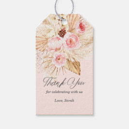 Etiqueta Para Presente Chá floral cor-de-rosa-boho pampas de relva