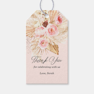 Etiqueta Para Presente Chá floral cor-de-rosa-boho pampas de relva