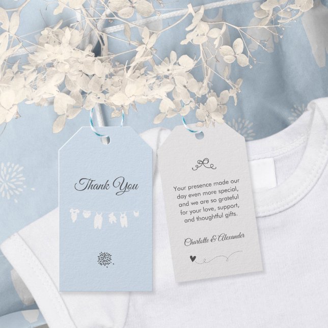 Etiqueta Para Presente Chá Minimista de Bebê Azul Claro (Light Blue Minimalist Baby Boy Shower Gift Tags ©Susanne Sachers - Sunny Mind Design 🌞)