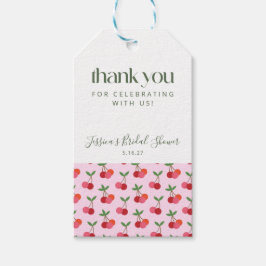 Etiqueta Para Presente Chá Verde Rosa Vermelho Fruta Cereja Obrigado