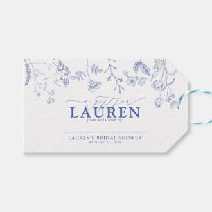 Etiqueta Para Presente Chá Vitoriano Branco e Azul Francês Sem Quebra