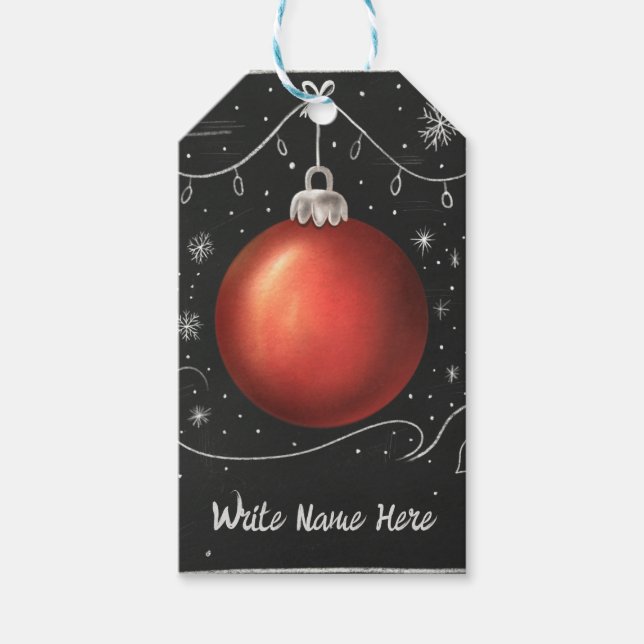 Etiqueta Para Presente Chalkboard Christmas Bauble (Frente)