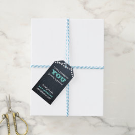 Etiqueta Para Presente Chalkboard Lights Teal Bat Mitzvah Obrigado