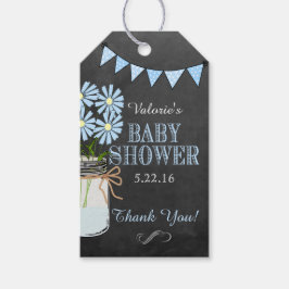 Etiqueta Para Presente Chalkboard Look Country Mason Jar Blue Flowers