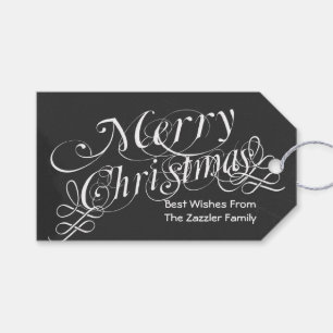 Etiqueta Para Presente Chalkboard Scroll Font Feliz Natal
