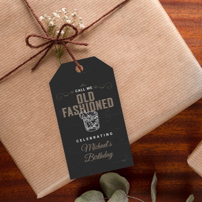 Etiqueta Para Presente Chame-me de Aniversário do Whiskey Cocktail (Criador carregado)