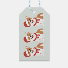 Etiqueta Para Presente Chapéu de Papai Noel Corgi de Natal Eucalipto Suav