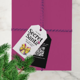 Etiqueta Para Presente Chapéu de Papai Noel Secreto Colorido QR Code Aqua