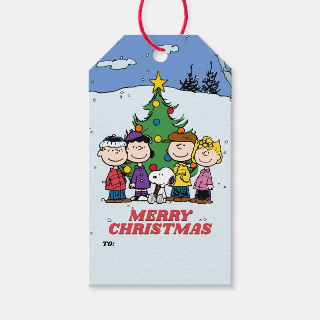 Etiqueta Para Presente Charlie Brown e Amigos Natal (Frente)