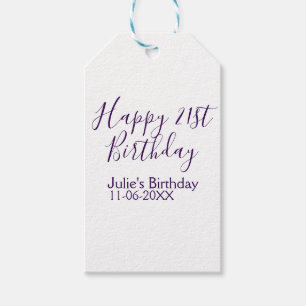Etiqueta Para Presente Chaveiro de data de aniversário de 21 anos feliz r