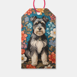 Etiqueta Para Presente Cheerful Schnauzer William Morris Inspired Floral
