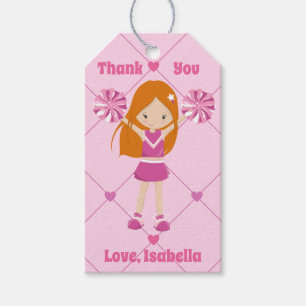 Etiqueta Para Presente Cheerleader vermelho Festa de aniversário rosa