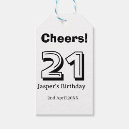 Etiqueta Para Presente Cheers 21 birthday bold letter name boy man gifts 