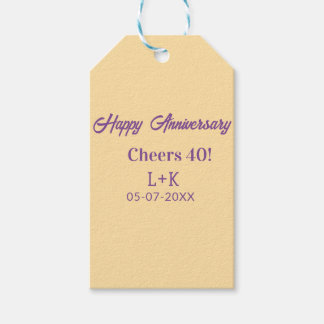 Etiqueta Para Presente Cheers 40 happy anniversary purple orange pastel n