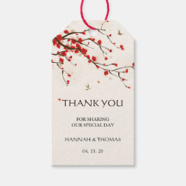 Etiqueta Para Presente Cherry Blossomo Watercolor Floral Obrigado