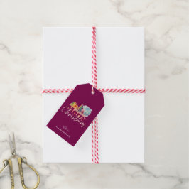 Etiqueta Para Presente Cherry Christmas Winter Wonderland Watercolor