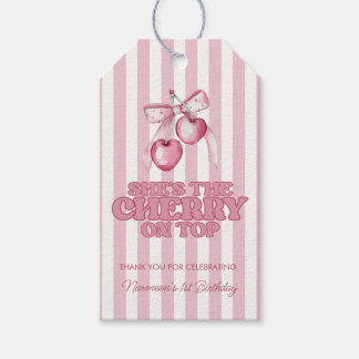 Etiqueta Para Presente Cherry First Coquette Girls 1st Birthday Favor
