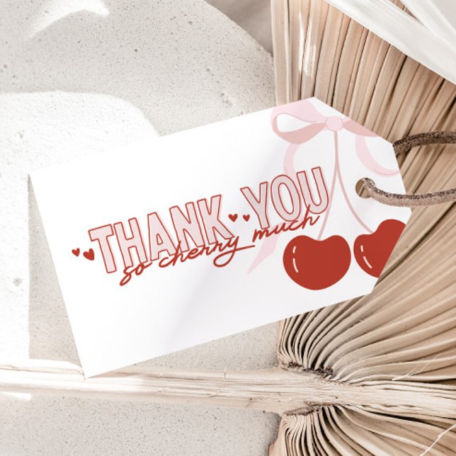 Etiqueta Para Presente Cherry First Coquette Girls Birthday Favor (Criador carregado)