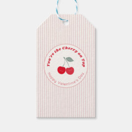 Etiqueta Para Presente Cherry On Top Retro Pinstripe Valentine Red Cream