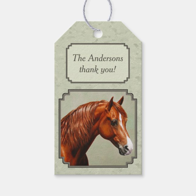 Etiqueta Para Presente Chestnut Morgan Horse Sage Green (Frente)