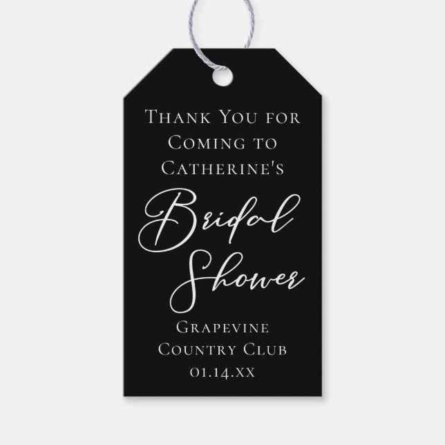 Etiqueta Para Presente Chic Black White Bridal Shower Personalized (Frente)