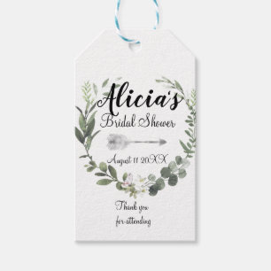 Etiqueta Para Presente Chic Boho Aquarela Botânica Chá de Noiva