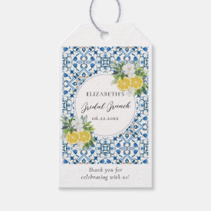 Etiqueta Para Presente Chic Boho Cítrico Chuva de Noiva Azulejo Italiano
