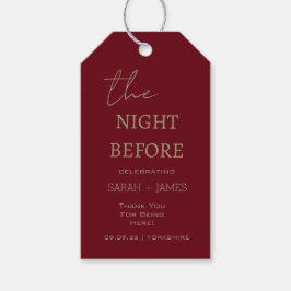 Etiqueta Para Presente Chic Burgundy na noite antes do casamento Obrigado