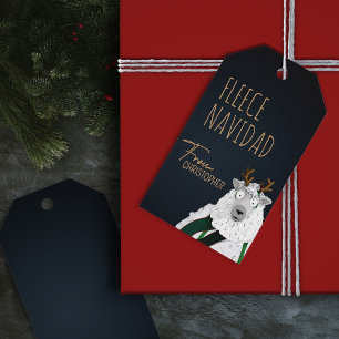 Etiqueta Para Presente Chic Engraçado Fleece Festivo Natal Azul Escuro Ov