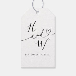 Etiqueta Para Presente Chic Heart Initials Wedding Gift Tags Favor Labels