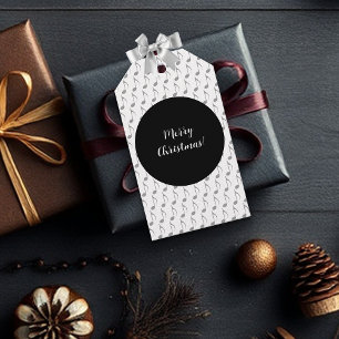 Etiqueta Para Presente Chic Houndstooth Musical Notes Feliz Natal