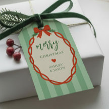 Chic Listrado Vermelho & Verde Natal Alegre Retro