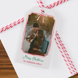 Etiqueta Para Presente Chic Mistletoe Arco Personalizado Foto de Natal