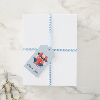 Etiqueta Para Presente Chic Watercolor Lobster & Lifebuoy Birthday