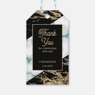 Etiqueta Para Presente Chic White Marble Gold Foil Paint Texture Birthday