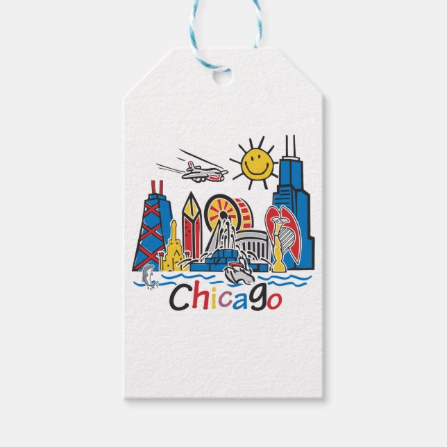 Etiqueta Para Presente Chicago Kids Skyline (Frente)