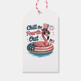 Etiqueta Para Presente Chill The Fourth Out Funny 4th of July Flamingo