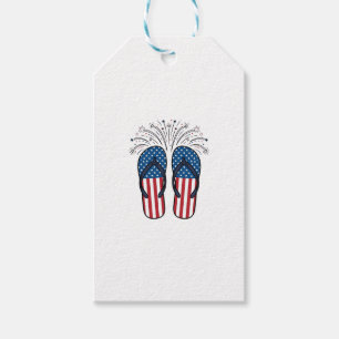 Etiqueta Para Presente Chinelos Patrióticos Fogos de Artifício Camisa de