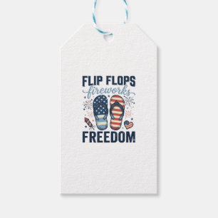Etiqueta Para Presente Chinelos Patrióticos Fogos de Artifício Camisa Lib