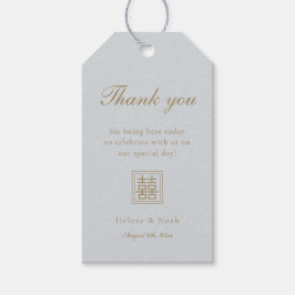 Etiqueta Para Presente Chinês Moderno e Azul Minimalista Obrigado