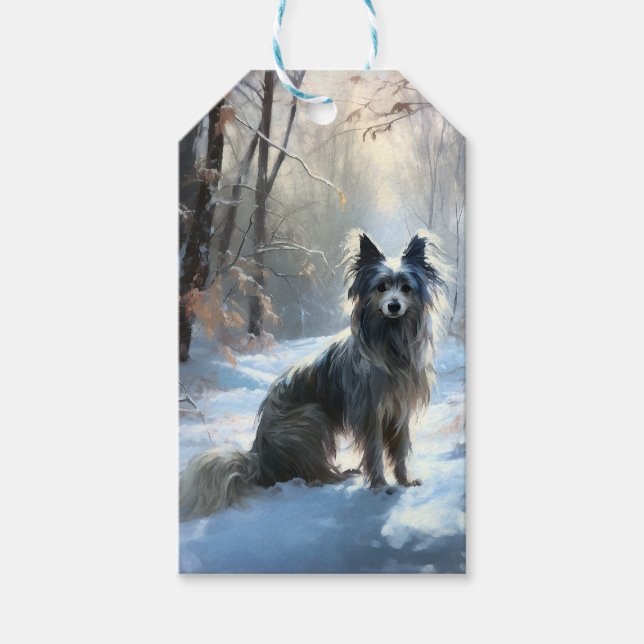 Etiqueta Para Presente Chinês Pinto Que Neve Natal (Frente)