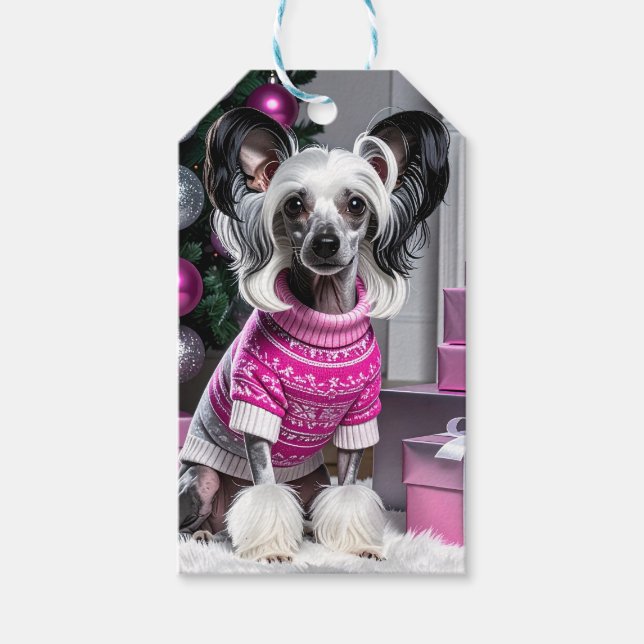 Etiqueta Para Presente Chinese Crested Christmas (Frente)