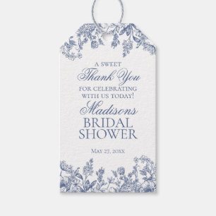 Etiqueta Para Presente Chinoiserie Azul Vintage Chá de Noiva Floral