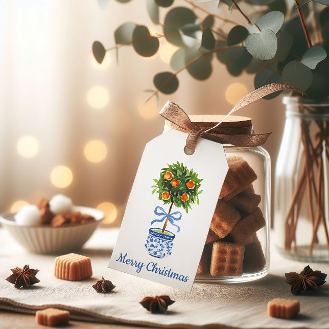 Etiqueta Para Presente Chinoiserie Citrus Topiary Custom (Criador carregado)