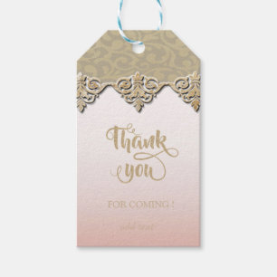 Etiqueta Para Presente Chique elegante, damasco, Glittery, obrigado