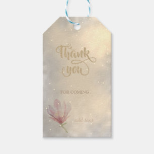 Etiqueta Para Presente Chique Elegante, Dourado, Magnólia Aquarela Obriga