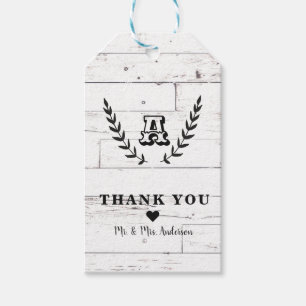 Etiqueta Para Presente Chique Rustic White Wood Laurel Wedding Favor