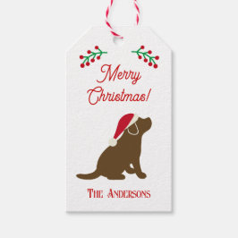 Etiqueta Para Presente Chocolate de Natal Labrador Puppy Silhouette Gift